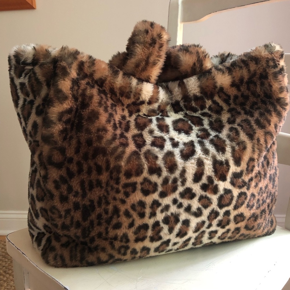 New: Cabi Chase Faux Fur Tote Bag. Lined.
